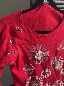 Red Embellished Top