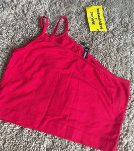red cute croptop, one shoulder, size XS