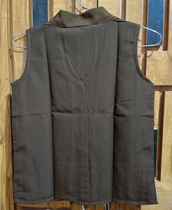 Brown Sleeveless Button-Down Top