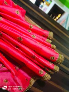 Pink saree with golden work