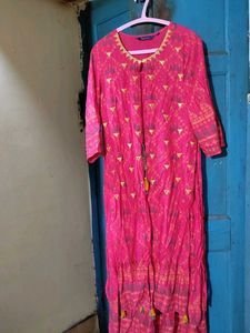 Printed A-line Dress with Embroidery