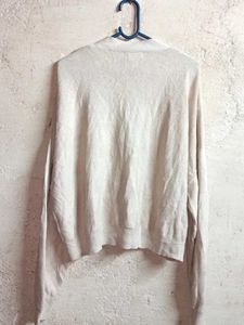 H&amp;M Oversized Crop Cardigan Sweater Cream
