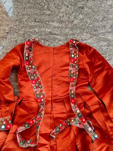 Orange Embroidered Maxi Dress