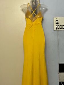 Pintrest Padded Yellow Tail Gown For Wedding Shoot