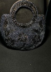 VINTAGE BLACK BEADED PEARL Clutch