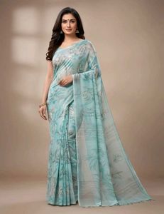 Elegant Blue Printed Saree