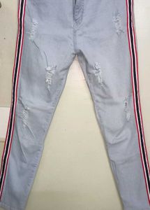 Rugged Jeans Stripped Lines