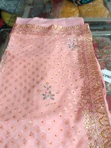 Peach Embroidered Saree