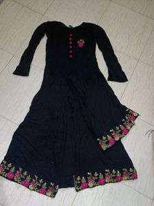 Beautiful Black Gown Middle Cutt Kurta With Plazo