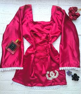 Corset Back Satin Kurti 🎀
