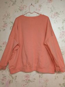 Oversized Peach Slogan Sweatshirt