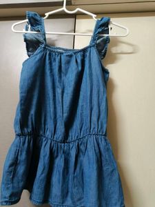 Girls Cotton Denim Top Sleeveless