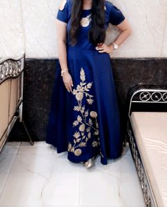 Blue Colored Silk Gown