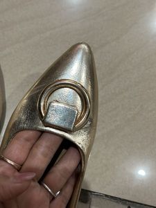 Gold Pointed Toe Ballerinas