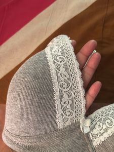 Grey Bra with Lace Detail