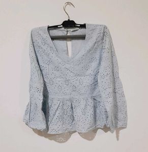 Eyelet Peplum Top
