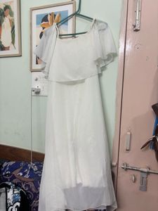White Chiffon Overlay Dress