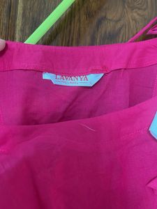 Hot Pink Dhoti Kurti Set with Detailed Sleeves