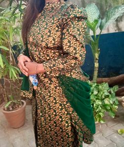 Green &amp; Gold Embroidered Outfit