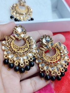 Alloy Golden-black Earrings &amp; Mangtika Set