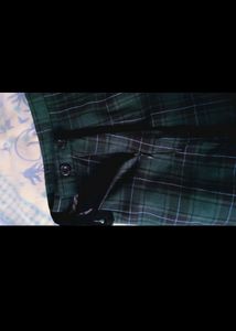 Combo Of White Shirt And Green Check Mini Skirt