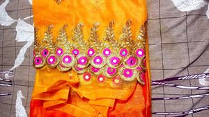 Embroidered new mirror work saree
