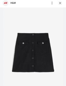 H&M Black Button-Front Mini Skirt