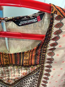 Tan and brown printed Kurti style top