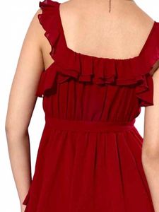 Elegant Red Ruffled Dress