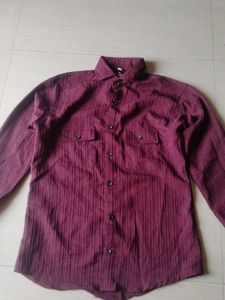 Burgundy Striped Button-Down Shirt