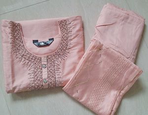New Pink Embroidered &amp; Bead Work Kurta Set🌸