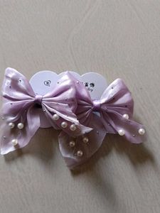 Cute Lilac Bow Hair Clips