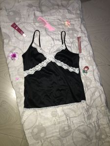 Black Lace Trim Cami Top