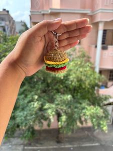 crochet burger keychain