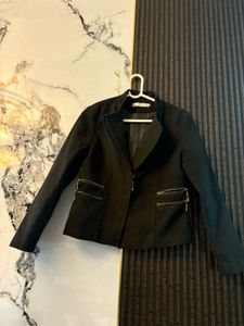 Black Blazer with Zipper Pockets