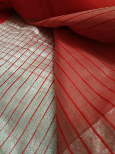 Red and White Checked Saree