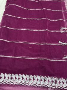 Elegant Purple Net saree