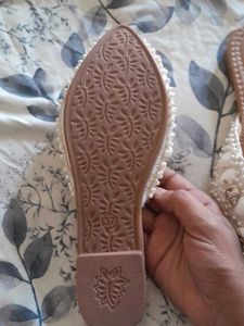 Seashell &amp; Pearl Embellished Flats