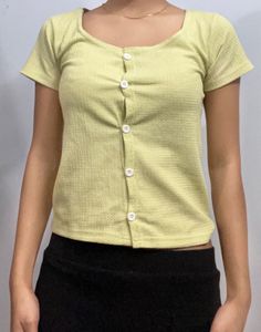 Cute Light Green Button-Up Top