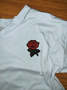 Cotton Embroidery Rose Short Sleeve