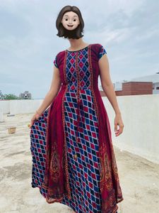 Brown Double Layer Long Dress