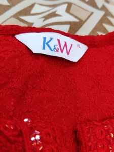 Red Chikankari Kurthi