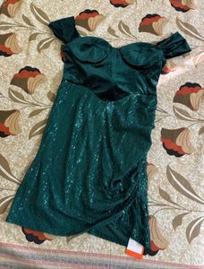 Green corset Sequin Mini Dress