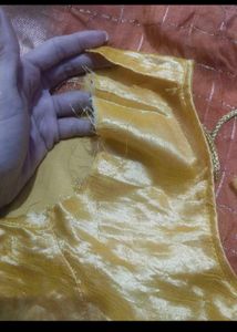 orange saree Gold Shimmer Blouse