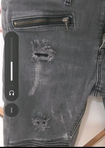 Waist 26-28 Grey Distressed Jeans