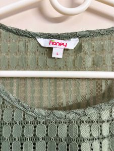Sage Green Lace Cold Shoulder Top