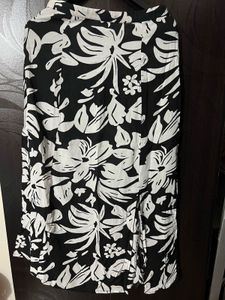 Floral Print Midi Skirt -S