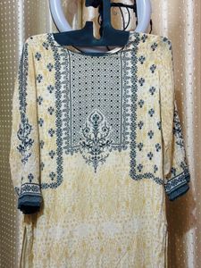 Red Chickankari Suit Set.