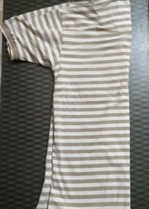 Cottonking Beige Colour Striped Polo Shirt