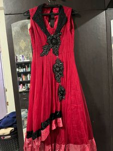 Red Embellished Anarkali Dress